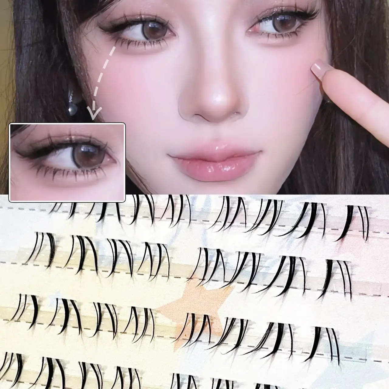 Herorange Cool Asian Style Lower Lashes Slender Wild Lash Texture Enlarges Eyes Sleek Elegant Fit Daily Party Makeup