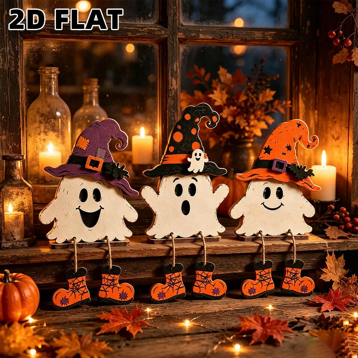 Randomly Assorted Halloween Wooden Decorations description 1
