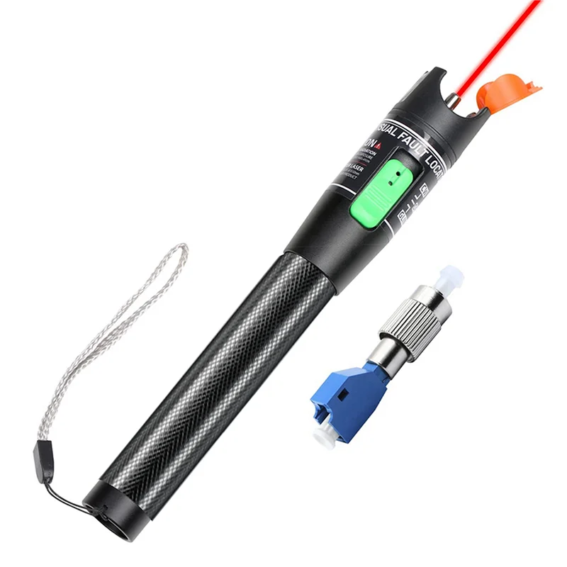 AA91 Visual Fault Locator, 30MW Optic Fiber Cable Tester with FC Male to LC Female Adapter, 30KM Red Light Source Meter