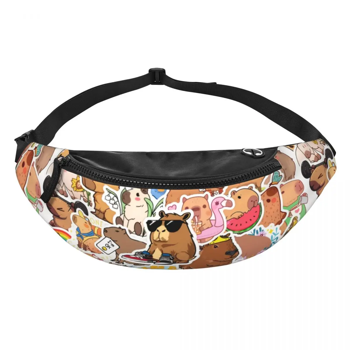 Custom Cute Giant Cavy Capybara Collage Fanny Bag Customized Crossbody Waist Pack Men Women Cycling Camping Phone Money Pouch