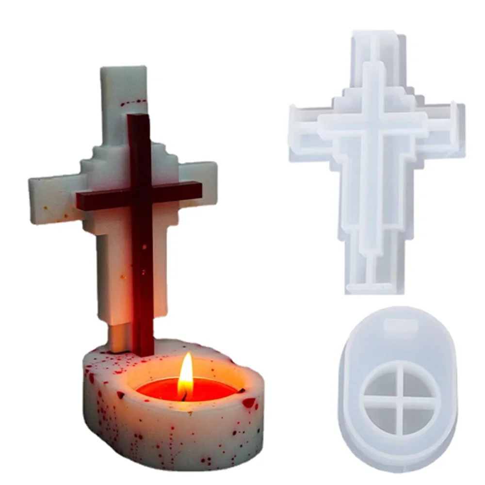 Silicone Homemade Cross Candlestick Mold Food Grade Durable Handmade Candlestick Making Kit Reusable Easy to Use