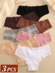3Pcs Women Cotton Panties Sexy Lace Intimate Brazilian Underwear Female  Trendy Lace Briefs Female Soft Underpants Lingerie S-XL