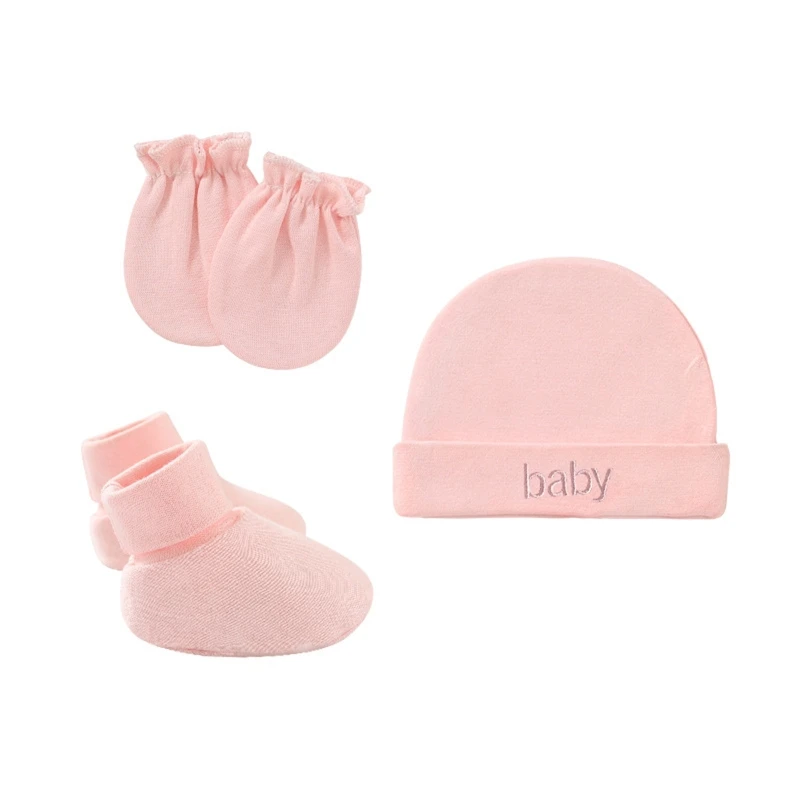

Baby Newborn Cotton Hat Gloves Foot Cover Set Newborn Single Layer for Baby Girls Boys Birth Keeping Warm Clothes