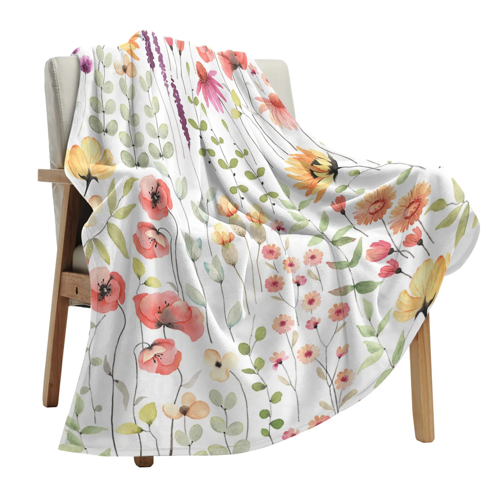 Watercolor Floral Rustic Vintage Throws Blankets for Sofa Bed Winter Soft Plush Warm Sofa Throw Blanket Holiday Gifts