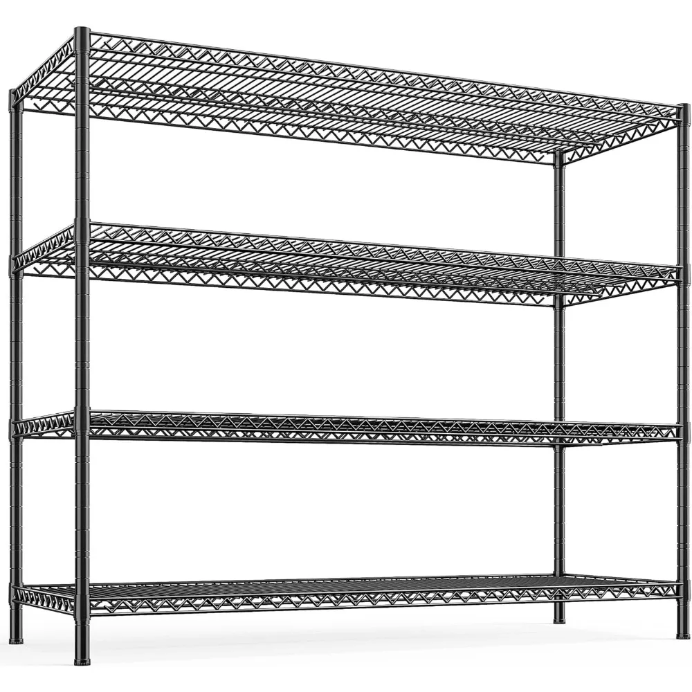 

55.5"W Metal Shelving Unit 4 Tier Wire Shelving Commercial Adjustable Garage Shelving Heavy Duty for Storage Rack