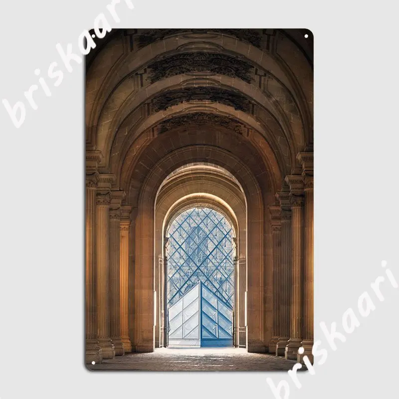 The Louvre Pyramid Metal Plaque Poster Wall Mural Custom Party Wall Plaque Tin Sign Poster