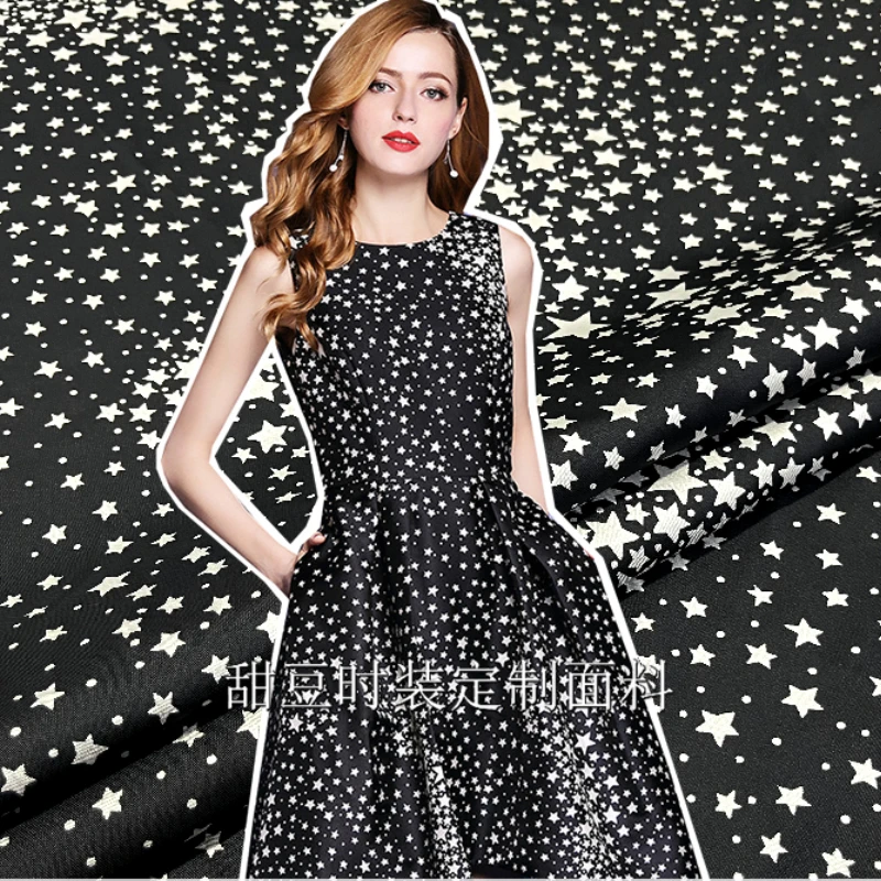 Yarn-dyed Brocade Jacquard Fabric Black and White Gradient Starry Dress Suit Jacket Clothing Brand Fashion Design Sewing Cloth