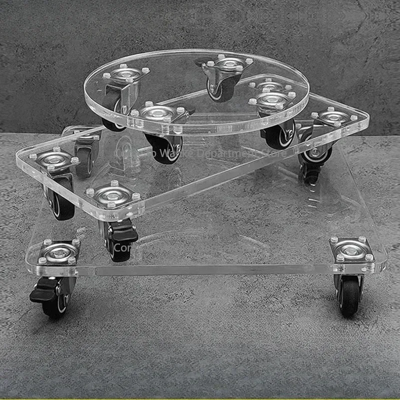 Acrylic transparent flower pot tray universal roller round rectangular movable thickened base