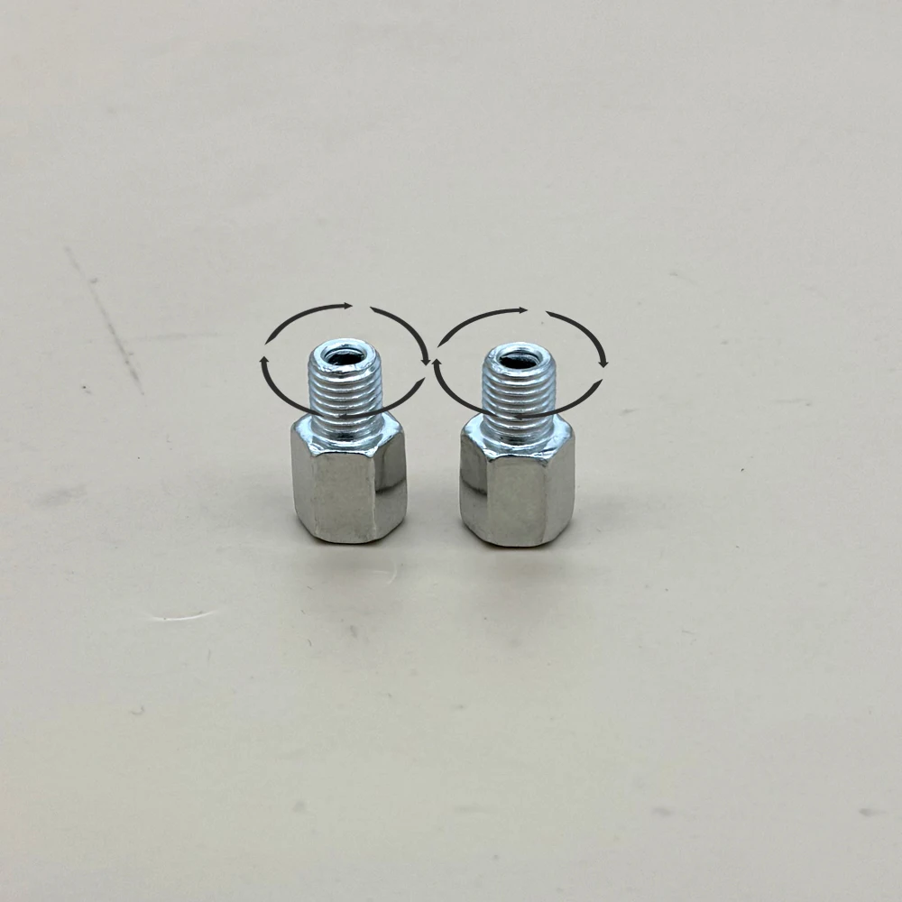 2 Stück Silberne Motorrad-Spiegeladapter M10 10MM M8 8MM Rückspiegel-Umwandlungsbolzen Rechtsgewinde Universal – Detail 4