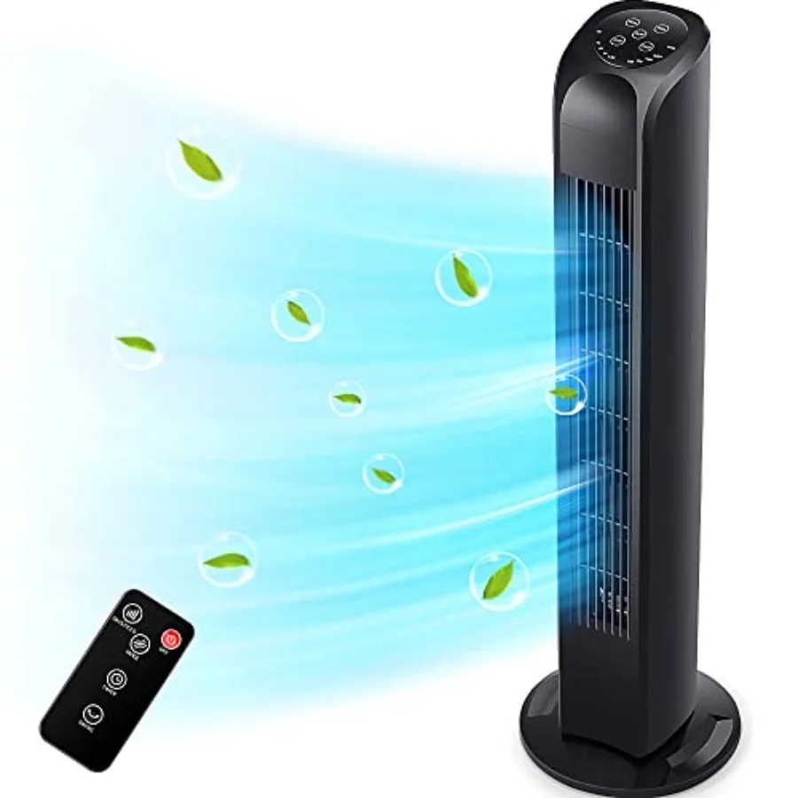 

Oscillating Tower Fan with Remote Electric Standing Floor Fan for Bedroom Indoor Office and Home Use Quiet Cooling Portable Bla