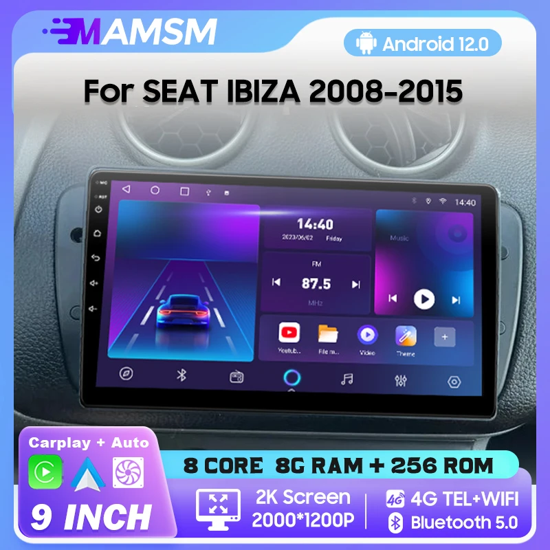 

MAMSM 2008-2015 для SEAT IBIZA автомобильный радиоприемник Nnavigation CarPlay Android мультимедиа WIFI 2Din автомобильный головное устройство плеер GPS Bluetooth