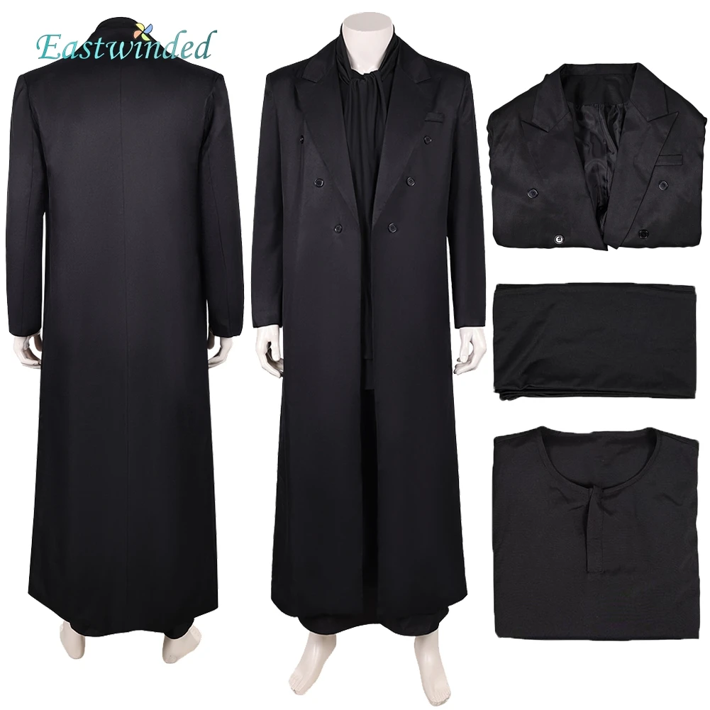 

Movie TV Sandmen Cos Dream Cosplay Black Robe Coat Scarf Costume Suit Men Disguise Halloween Carnival Party Roleplay Suit