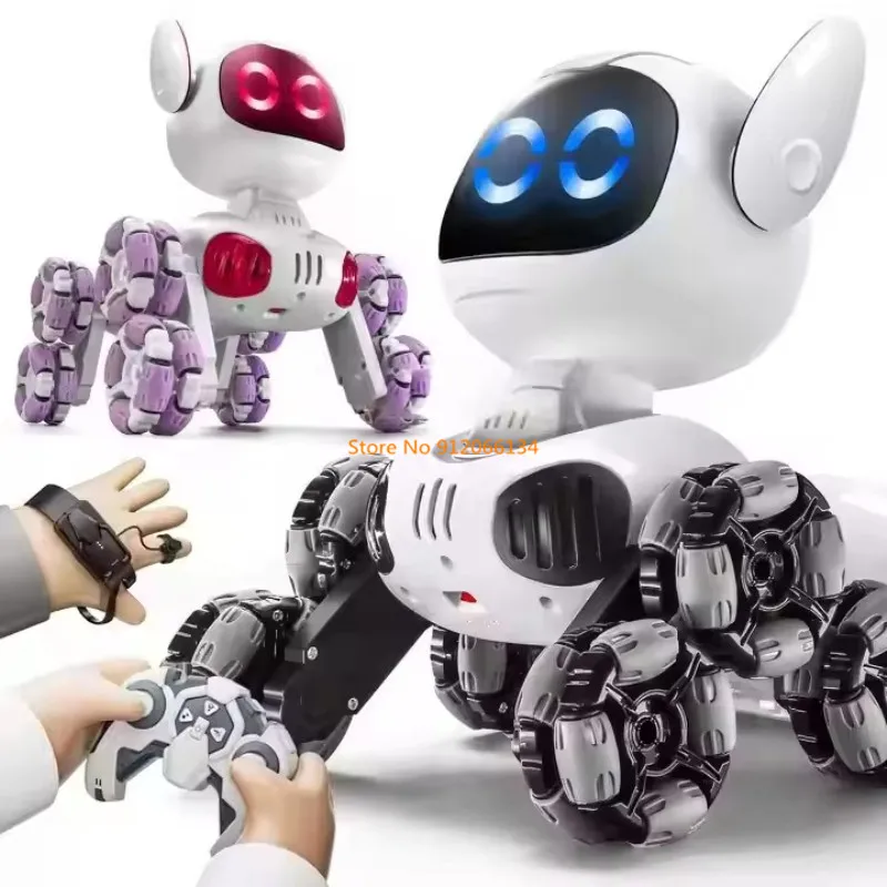 4WD Dual Mode Drift Racing RC Robot Dog Toys 360° Eight Wheel Stunt Gesture Sensing Lighting Music Remote Control Robot Dog Toys