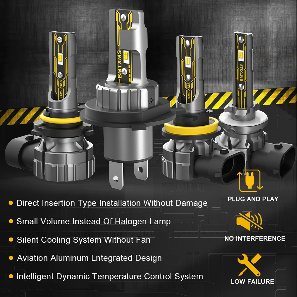 BMTxms 2PCS H4 HB2 LED Front Hi/Lo Scheinwerfer H10 9145 9005 HB3 9006 HB4 H8 H11 H27 880 H27W 881 Canbus LED Nebel DRL Tagfahrlicht – Detail 1