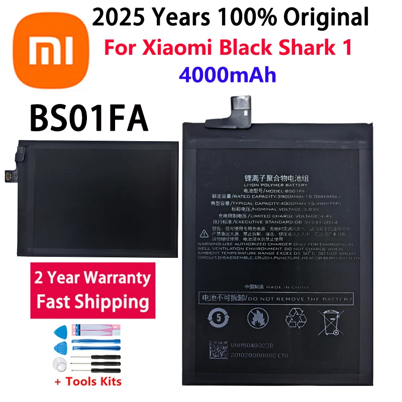 

2025 Years New 100% Original BS01FA 4000mAh Battery For Xiaomi Black Shark 1 Phone Batteries