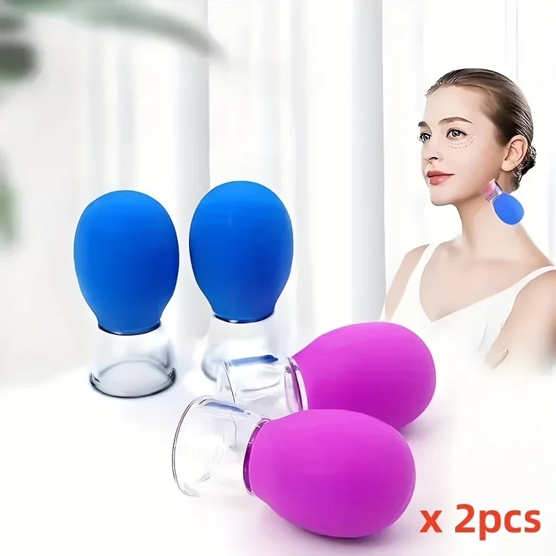 2pcs Silicone Cupping Massage Cup For Body Face Neck Eye Massager Vacuum Tank Body Facial Care, Anti-aging Beauty Tool