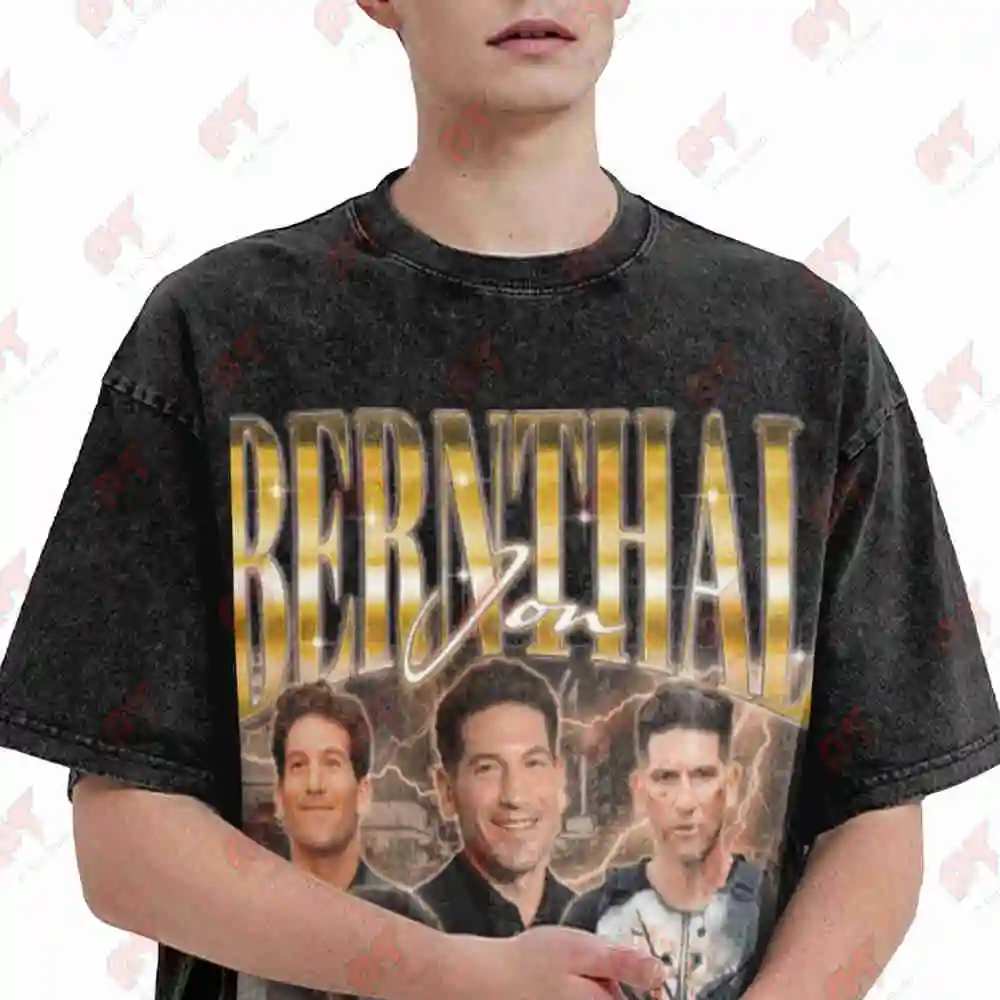 Jon Bernthal Homage American Actor Vintage Retro 90S Vintage Washed Tee Pure Cotton T-Shirt