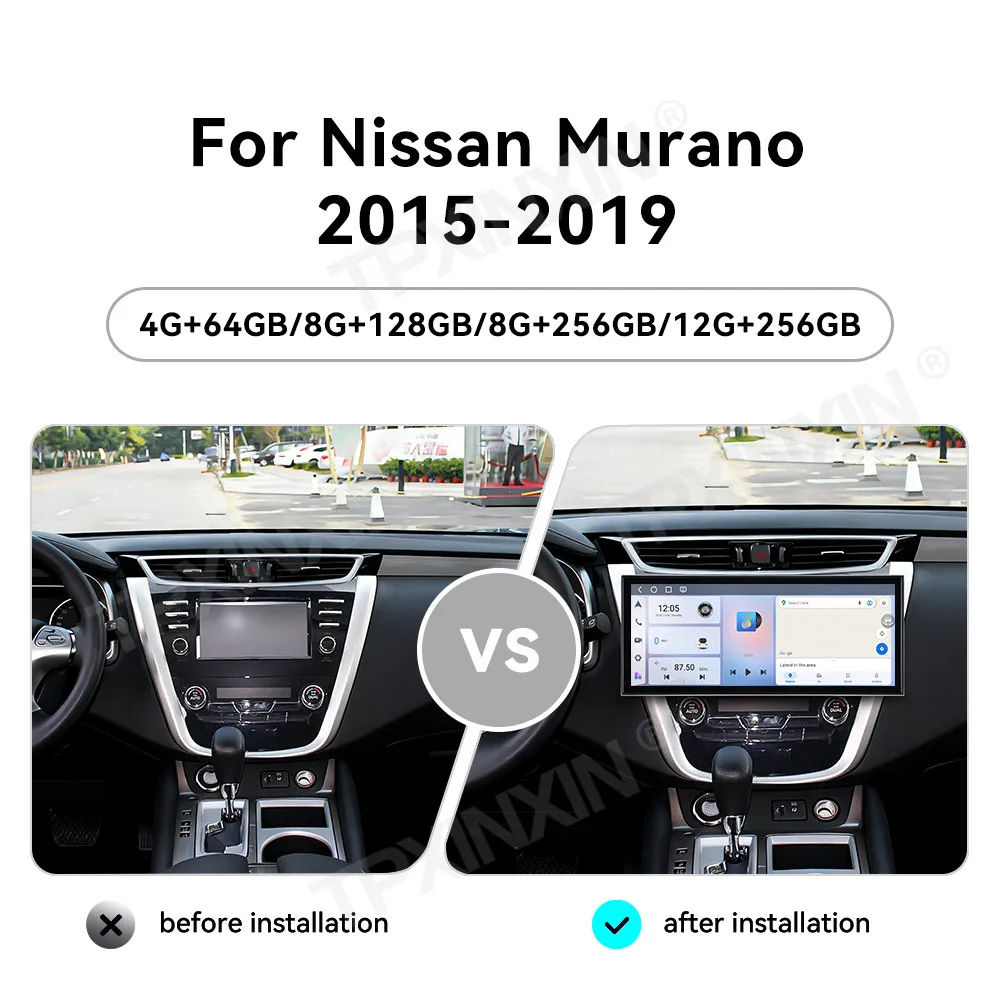

15,8-дюймовое автомобильное радио на Android 15 для Nissan Murano 2015-2019: мультимедийный видеоплеер, GPS-навигация, Carplay, головное устройство, 4G, Bluetooth, экран