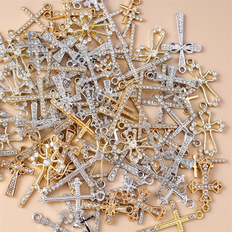 Duarte 20 Teile/los Nette Kristall Metall Kreuz Charms Anhänger für Schmuck Machen Ohrringe Halsketten Armbänder DIY Handwerk Zubehör – Detail 2