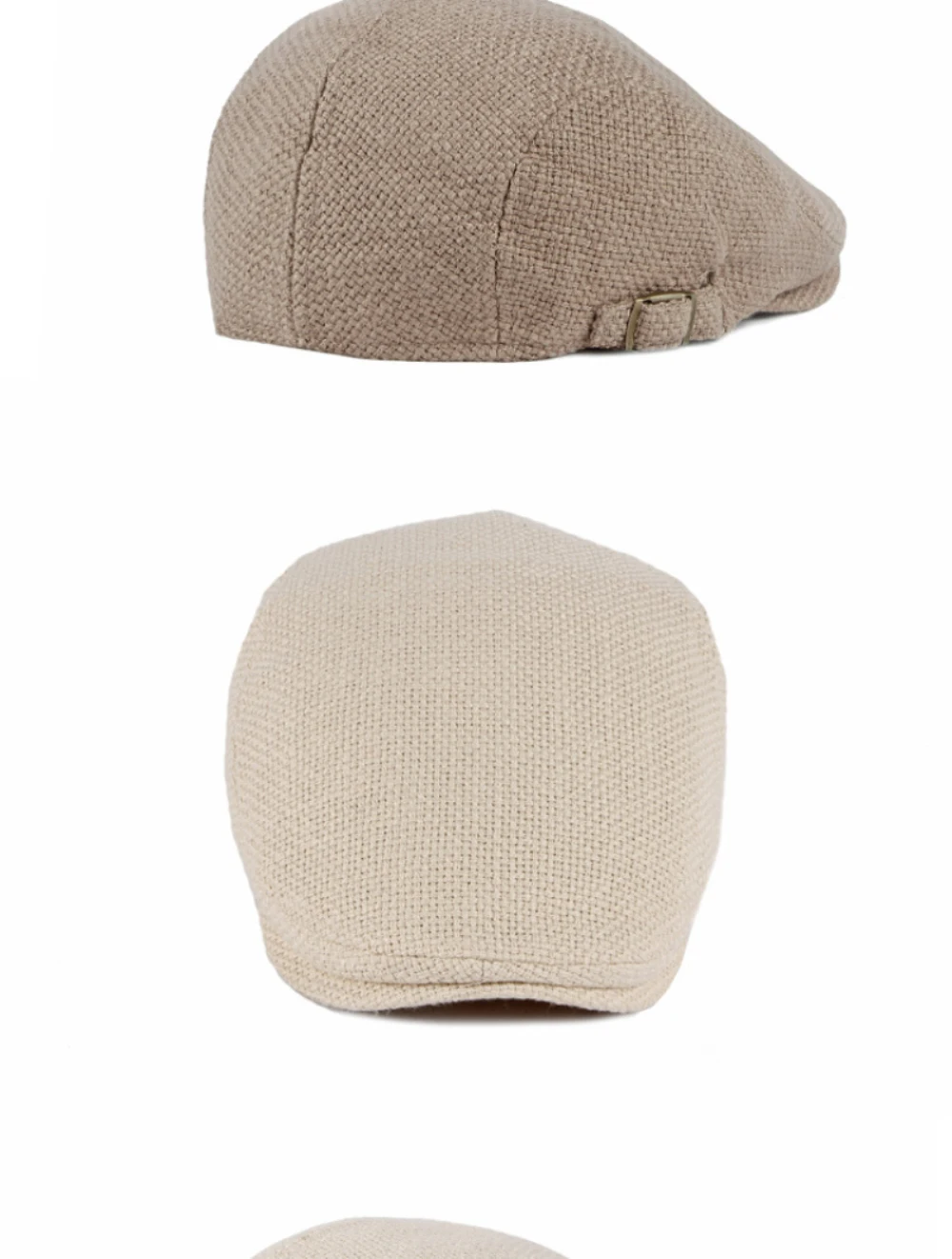 HT3302 Baskenmütze für Herren und Damen, Frühling/Sommer Sonnenkappe, Künstlermütze, Verstellbare Flache Mütze, Atmungsaktive Leinen-Baskenmütze – Detail 7