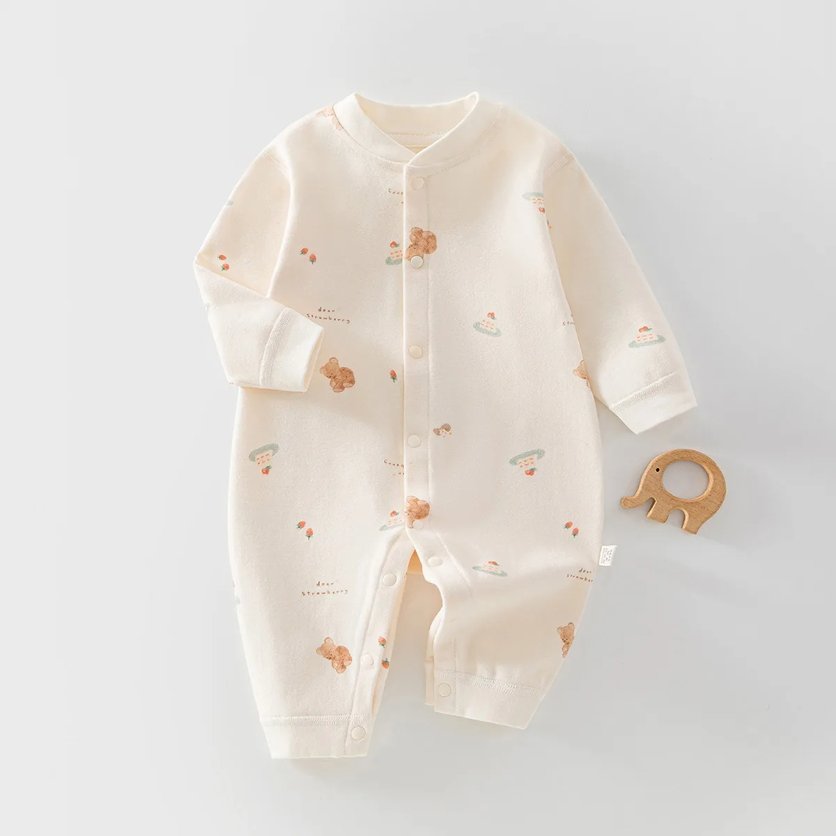 Newborn Baby Romper Soft Cotton Feel Viscose Jumpsuit Front Snaps Long Sleeve Infant Toddler Spring Autumn Onesie Unisex 0-18M