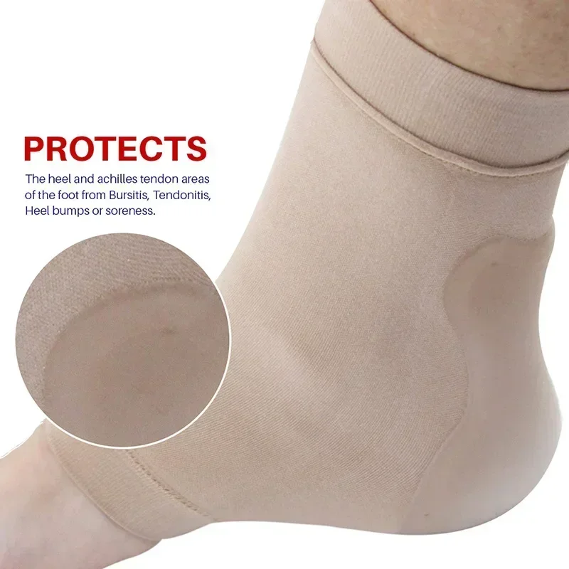 1 Pair Soft Heel Socks Foot Cover Anti-wear Anti-dry Cracking Silicone Gel Bandage Nylon Sleeve Heel Cover Pad Foot Protector