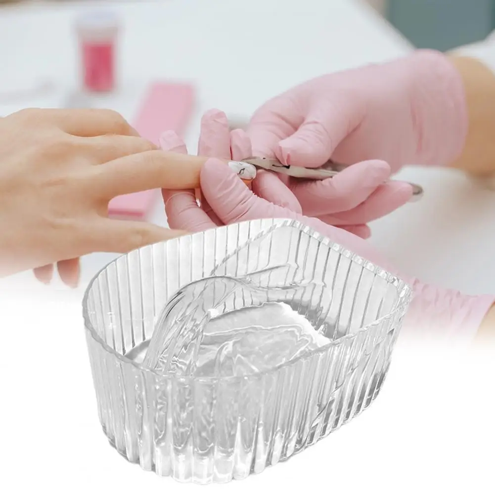 Nail Soaking Bowl Reusable Transparent Textured Clean Fingertip Acrylic Soak Finger Manicure Bowl Women Nail Accessories