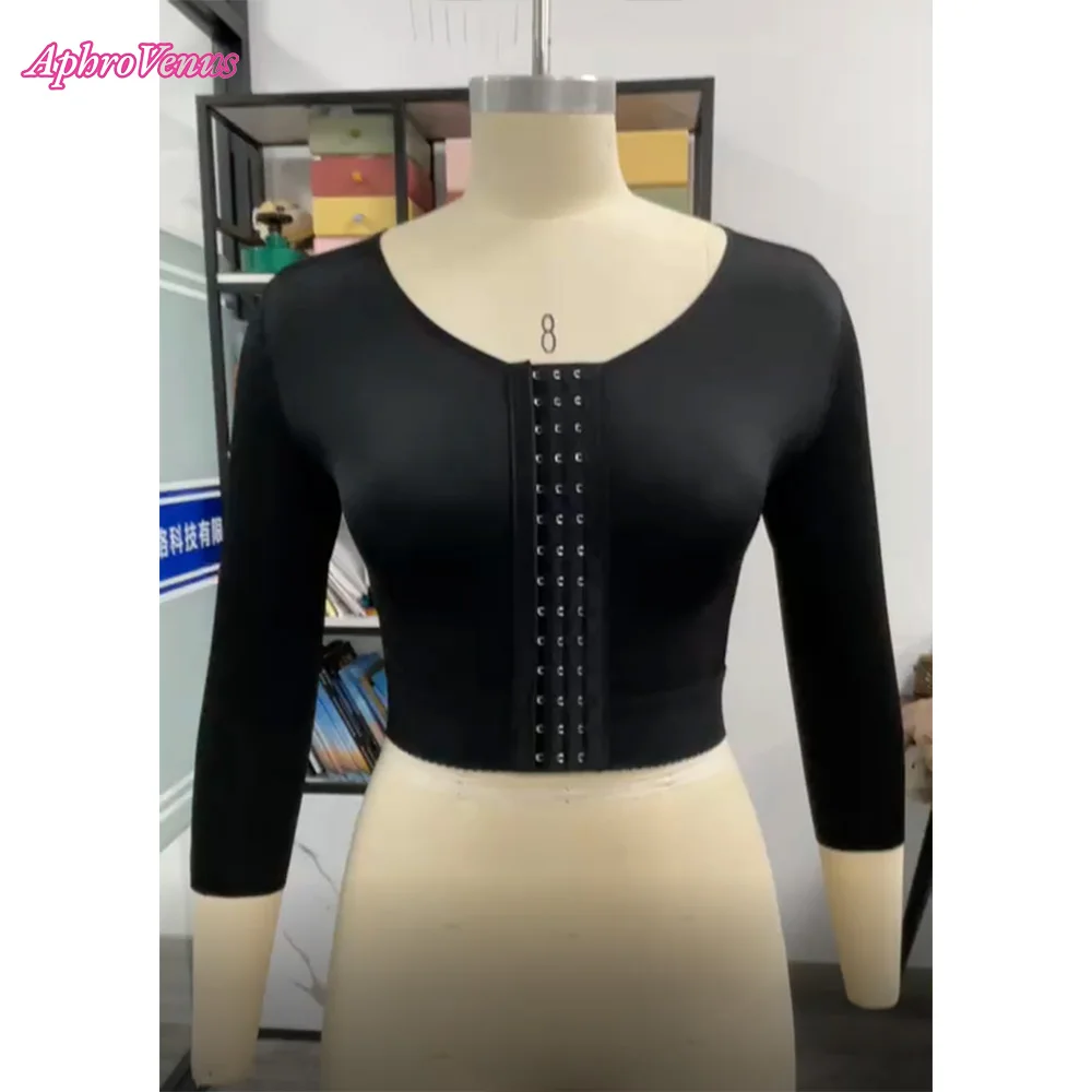 Women Tummy Control Shapewear Strench Vest Body Shaper Slimming Up Lift Corset Front buckle Long sleeved shapewear vest fajas