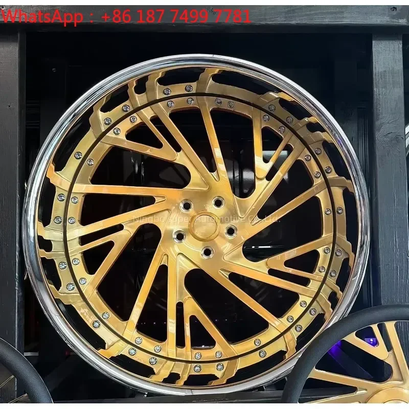 Forgex 2 Piece 18 19 20 24 26 28 Inch 5X4.75 5X127 Passenger Car Rim Concave Gold Plated Chrome Deep Lip Forged Wheels