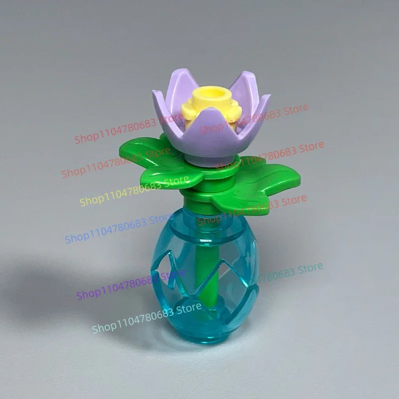 Moc blocos de construção de peça pequena planta lótus mini cena de rua montagem modelo ornamento dos desenhos animados anime acessórios brinquedo presente do feriado