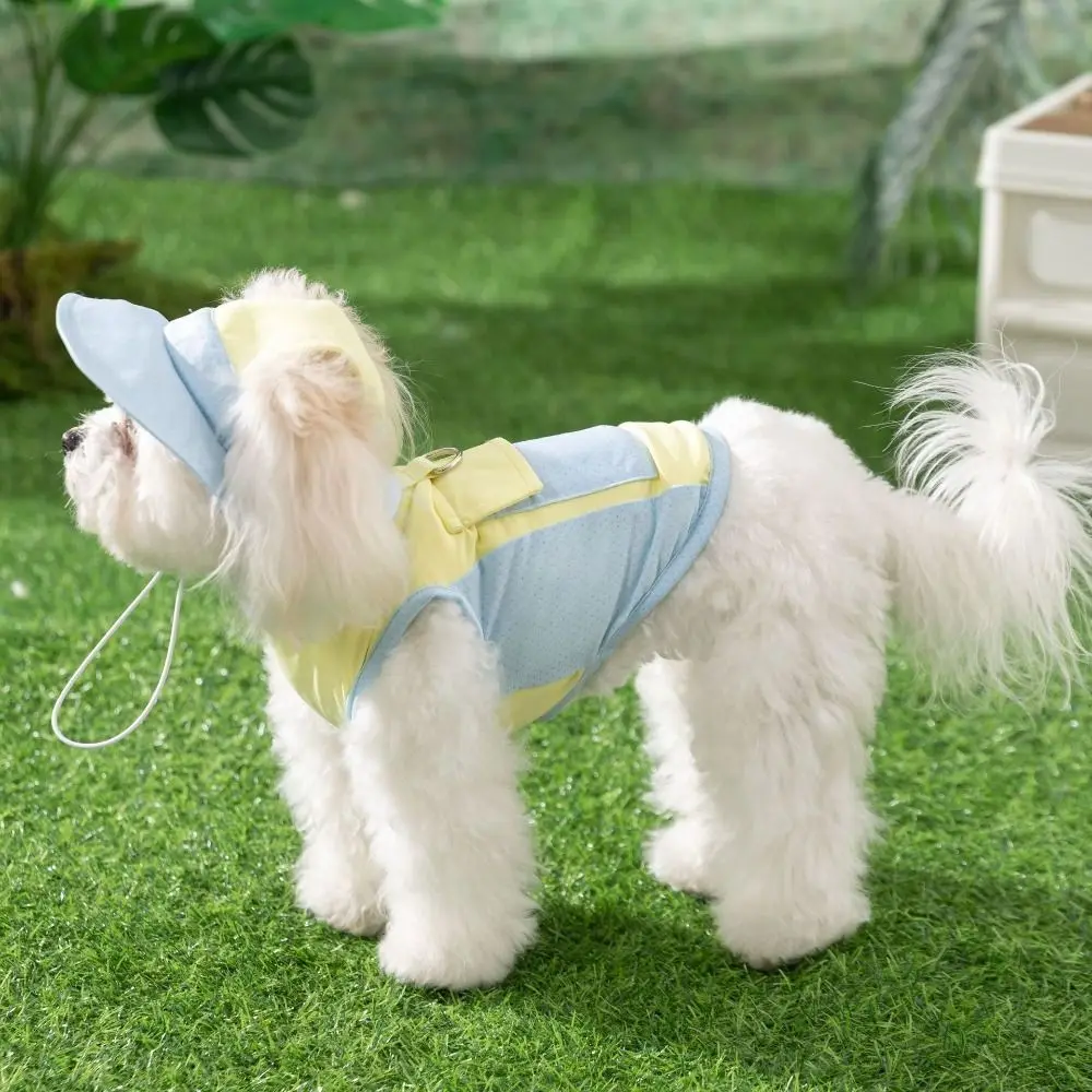 

Spring Summer Pet Sunscreen Vest Comfortable Sleeveless Pet Sweatshirt with Hat Ice Bag Breathable Pet Sun Wear Pet Supplies