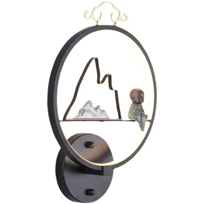 

Living room new Chinese wall lamp bedroom lamp retro bedside lamp zen aisle indoor corridor】 warm