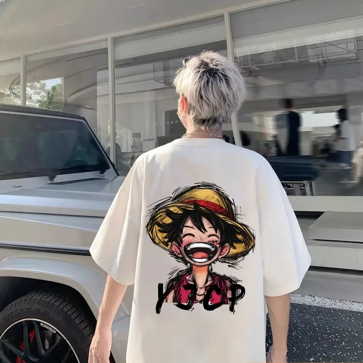 

2026 new One Piece's Luffy's new best-selling pure men's and women's matching short-sleeved T-shirt suitable for casual wear.