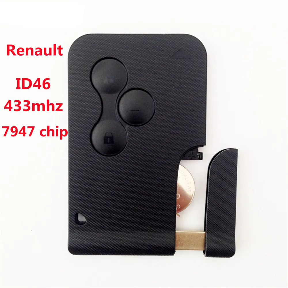 1pcs 3 Button Car Key Remote ID46 433mhz PCF7947 Chip Smart Car Key Fob for Renault Megane II Scenic II Grand Scenic 2003-2008