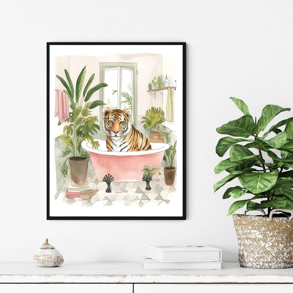 

Cute Baby Animals In Bathtub Posters Cute Animal Art Canvas Painting Prints Wall Pictures Nursery Bedroom Bathroom Wall Decor