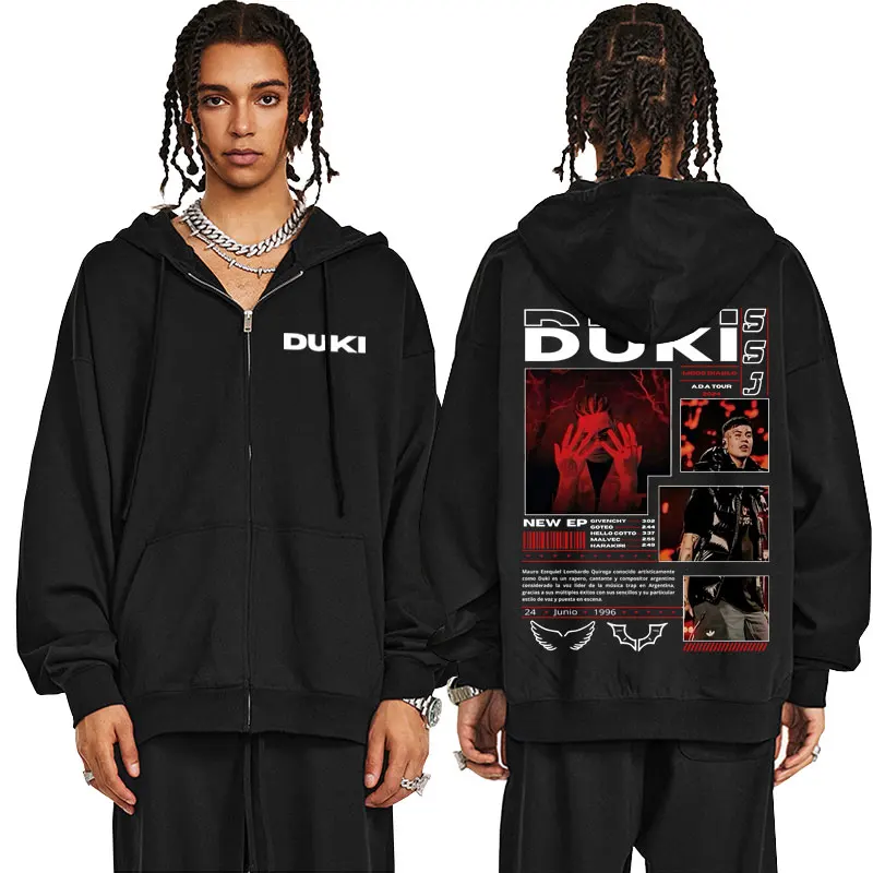 

Rapper Duki ADA Tour 2024 Zipper Hoodie Men Women Clothing Hip Hop Oversized Zip Up Sweatshirt Male Fashion Casual Zip Up Jacket