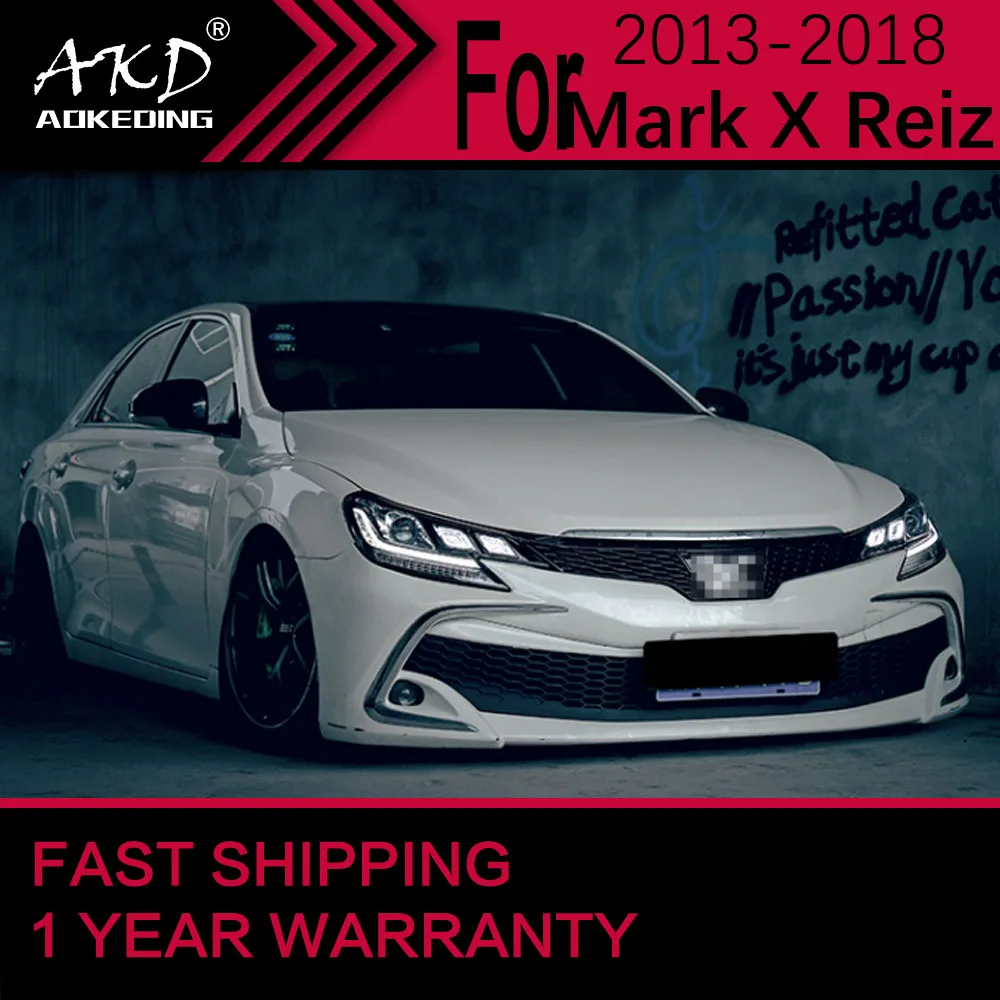 أضواء السيارة لتويوتا مارك X Reiz LED المصباح 2013-2018 Reiz رئيس مصباح Drl العارض عدسة اكسسوارات السيارات #5