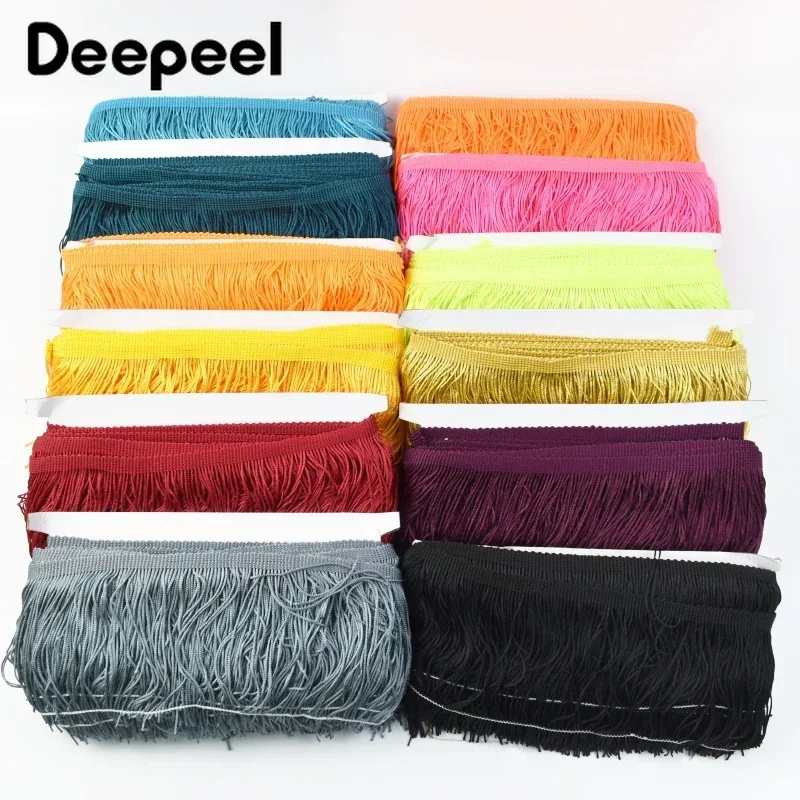 10Meters 10/15/20/30cm Colored Long Tassel Fringe Trim Woven Lace Ribbon DIY Latin Dance Dress Garment Fabric Sewing Accessories