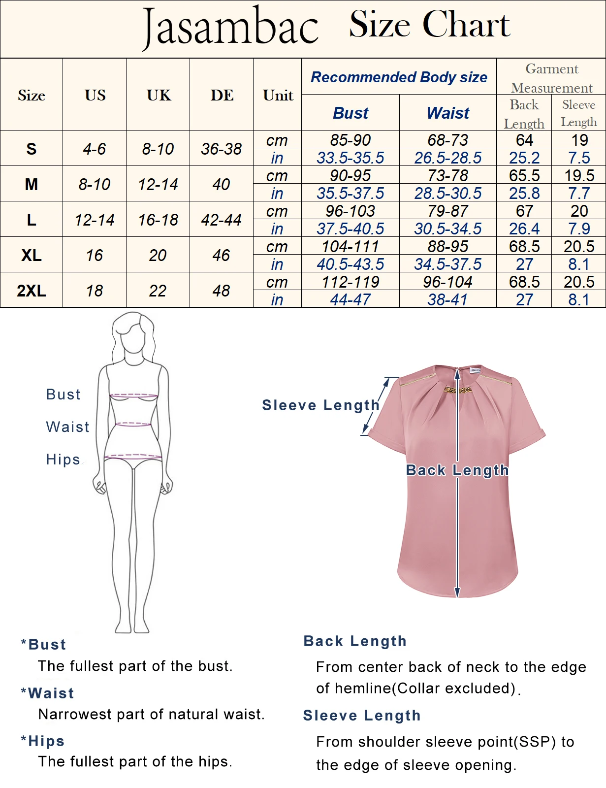 Jasambac 여성용 커브드 밑단 블라우스, OL 반팔, 할로우 노치 넥 풀오버, 우아한 한국 스타일 티셔츠