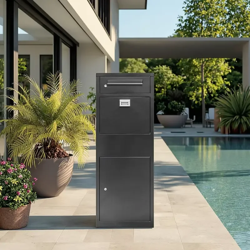 CHNSMILE Anti-Theft Parcel Box Waterproof Indoor/Outdoor Security Mailboxes for Home Garden Post Application Made of Steel