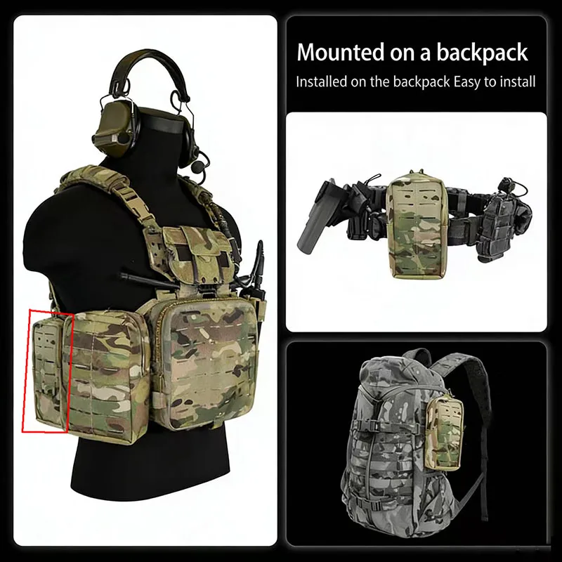 

Тактический эластичный подсумок MOLLE, многофункциональная сумка для хранения, подходит для крепления к тактическим рюкзакам, ремням и жилетам.