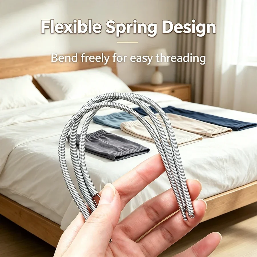 2/5Pcs Bendable Spring Drawstring Threader, Flexible Elastic Band Rope Threading Tool for Sweatpants Hoodies, Sewing Accessories