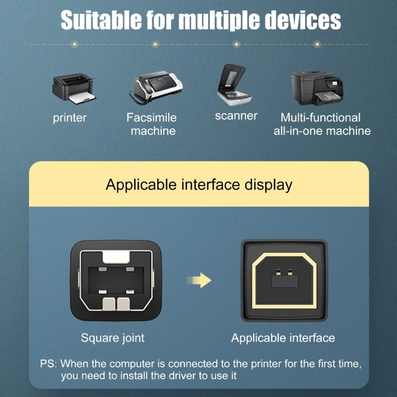 Versatile USB 2.0 to USB B Printer Cable for Scanner MIDI Controller MIDI Dropshipping