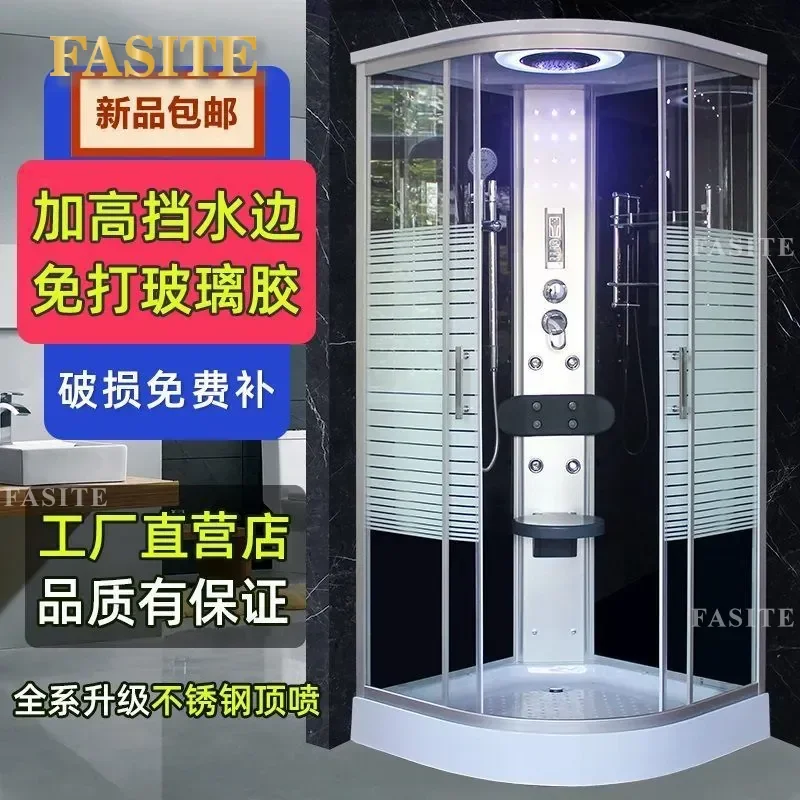For Integrated Shower Room Glass Partition Enclosed Bathroom Wet and Dry Separation Frameless Tempered Glass Stall