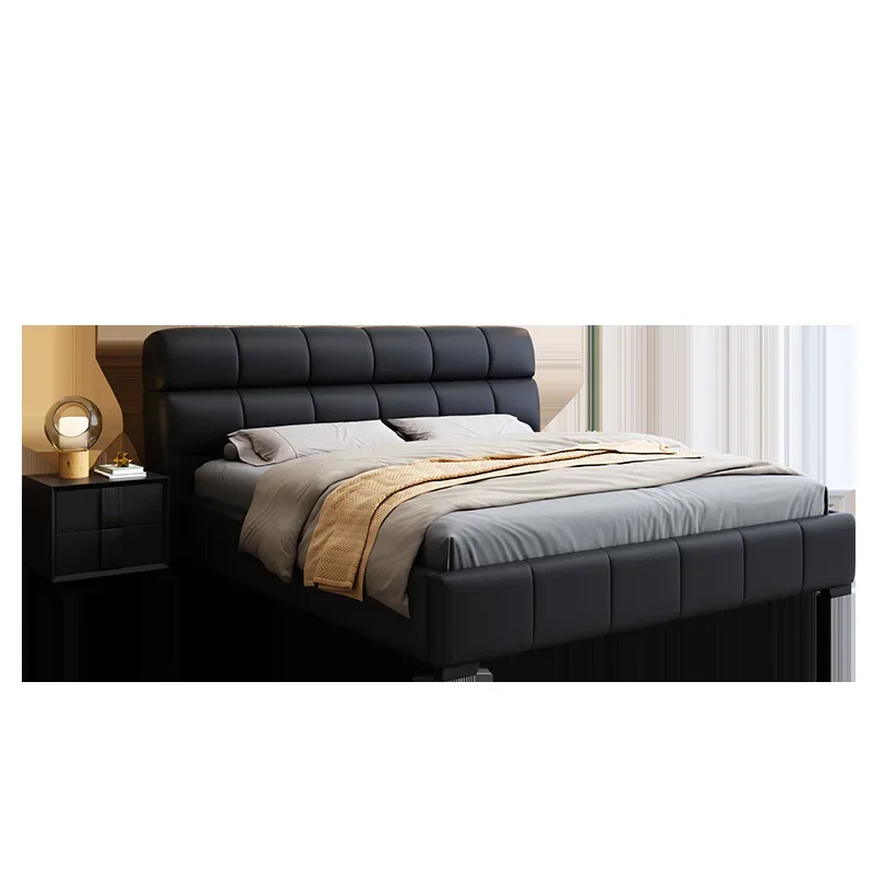 

Light luxury small apartment soft , Italian minimalist furniture bed