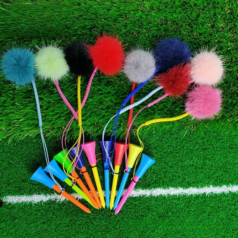5pcs Golf Plastic Tees Random Color with Anti Drop Strap Rope JQT001
