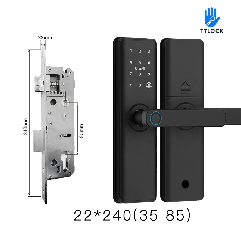 2026 Smart Door Lock With Bluetooth-compatible TTLock APP Digital Electronic Lock Smart Home Wooden Door Lock Fingerprint image 3