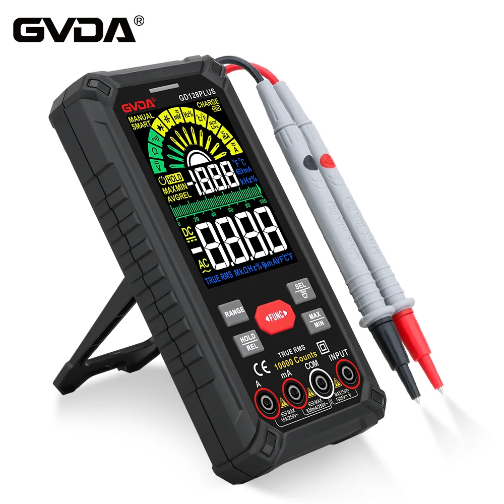 gvda multimetro digital inteligente 9999 contagens display lcd a cores dc ac tensao corrente true rms multimetro recarregavel multiester 01