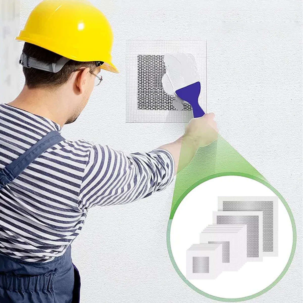 

14Pcs Mesh Wall Repair Patch Adhesive Fix Net Drywall Hole Ceiling Plaster Damage Aluminum Plate 2/4/6/8 Inch
