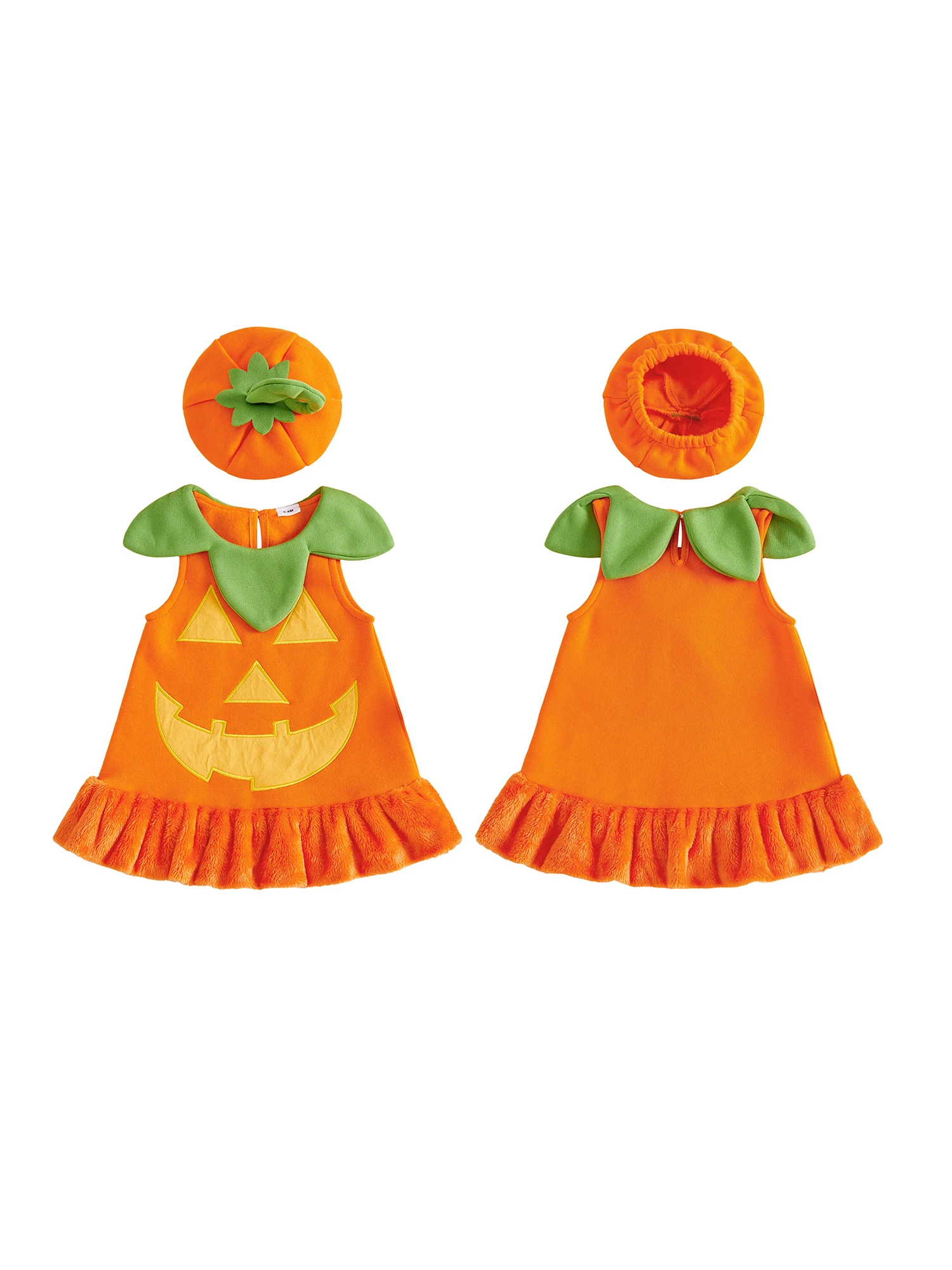 Ghost Halloween Halloween Costume With-Hat Sleeveless Pumpkin Ghost Dress With Hat With Pumpkin Kid Girls Halloween